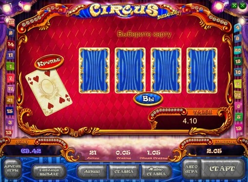 Аппарат Circus HD - риск игра на удвоение Риск игра на удвоение в аппарате Circus HD
